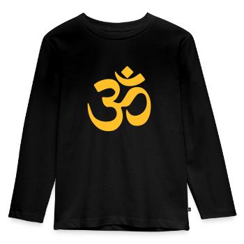 om signe chakra mandala yoga amour énergie jaune - T-shirt manches longues Premium Enfant - noir - Devant - AI Model Kid Male (0cm)