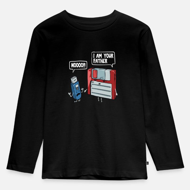 Floppy & USB Stick Gift for Computer Nerds - Kids' Premium Longsleeve Shirt - black