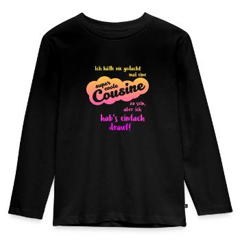 Cousine Familie super cool Geschenk - Kinder Premium Bio Langarmshirt - Schwarz - Vorne - AI Model Kid Male (0cm)