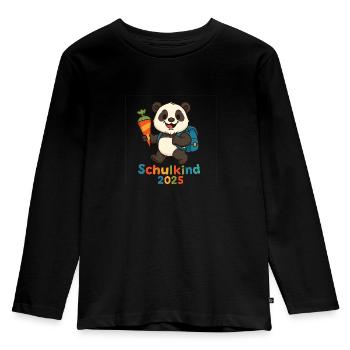 Schulkind 2025 Einschulung 2025 - Kinder Premium Bio Langarmshirt - Schwarz - Vorne - AI Model Kid Male (0cm)
