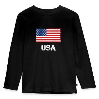 United States - Kids' Premium Longsleeve Shirt - black - Front - AI Model Kid Male (0cm)