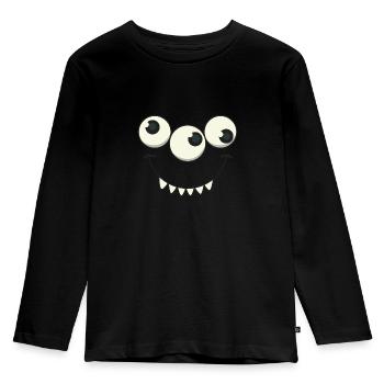 Monster halloween gift eyes children cartoon - Kids' Premium Longsleeve Shirt - black - Front - AI Model Kid Male (0cm)