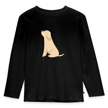 Hund - Kinder Premium Bio Langarmshirt - Schwarz - Vorne - AI Model Kid Male (0cm)