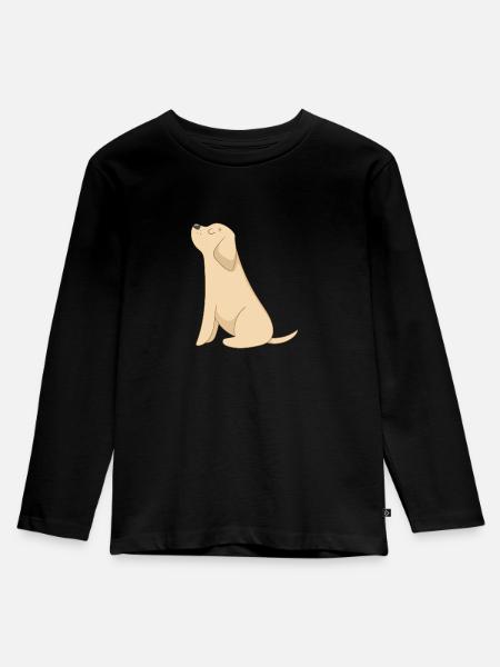 Hund - Kinder Premium Bio Langarmshirt - Schwarz