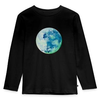 Lune bleue aquarelle peinte à la main - T-shirt manches longues Premium Enfant - noir - Devant - AI Model Kid Male (0cm)