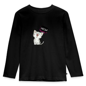 Cat meow - Kids' Premium Longsleeve Shirt - black - Front - AI Model Kid Male (0cm)