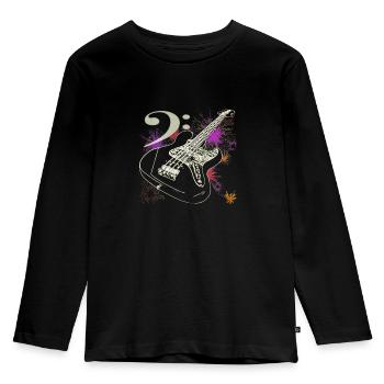 Bass Gitarre Mit Bass Notenschluessel - Kinder Premium Bio Langarmshirt - Schwarz - Vorne - AI Model Kid Male (0cm)