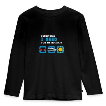 motorboot im sommer sonne spruch - Kinder Premium Bio Langarmshirt - Schwarz - Vorne - AI Model Kid Male (0cm)