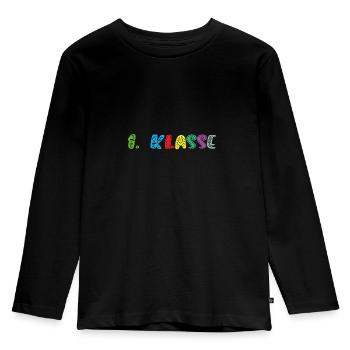 Verspielte 1. Klasse - Kinder Premium Bio Langarmshirt - Schwarz - Vorne - AI Model Kid Male (0cm)