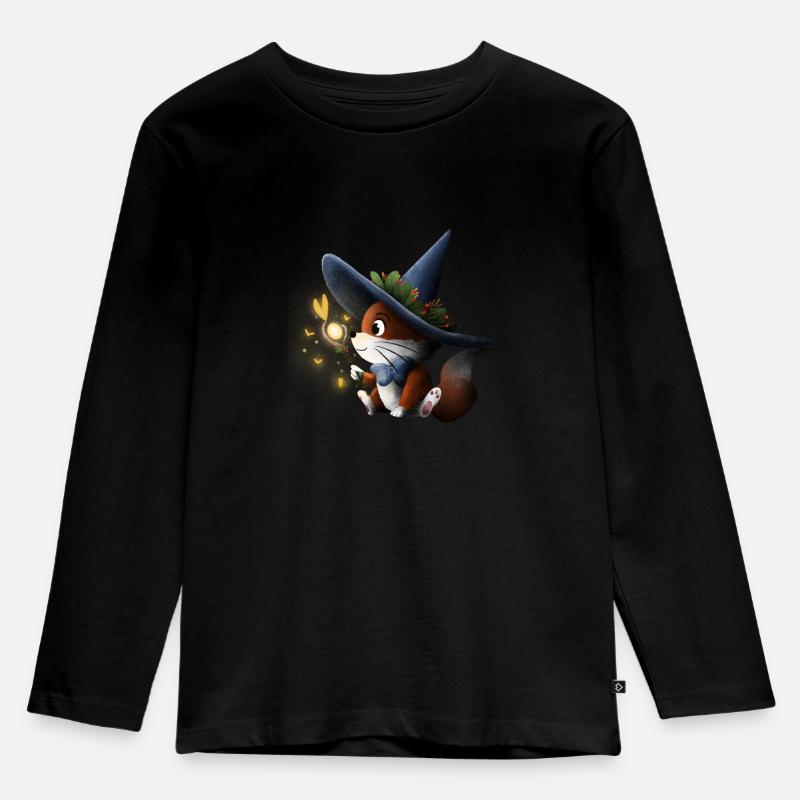 Magical Fox - Kinder Premium Bio Langarmshirt - Schwarz