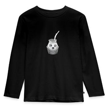 Flowerful Mate - Kinder Premium Bio Langarmshirt - Schwarz - Vorne - AI Model Kid Male (0cm)