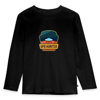 UFO HUNTER - Kinder Premium Bio Langarmshirt - Schwarz - Vorne - AI Model Kid Male (0cm)