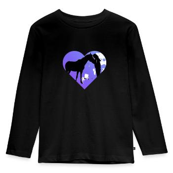 Pferd - Kinder Premium Bio Langarmshirt - Schwarz - Vorne - AI Model Kid Male (0cm)
