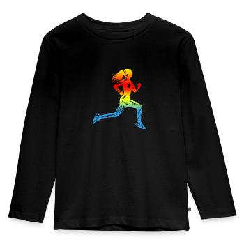 Coureurs En cours Fille De Tatouage Design Cadeau - T-shirt manches longues Premium Enfant - noir - Devant - AI Model Kid Male (0cm)