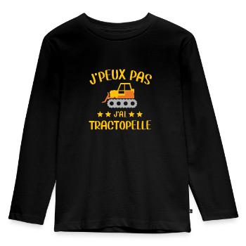 Je peux pas j'ai tractopelle humour drôles - T-shirt manches longues Premium Enfant - noir - Devant - AI Model Kid Male (0cm)
