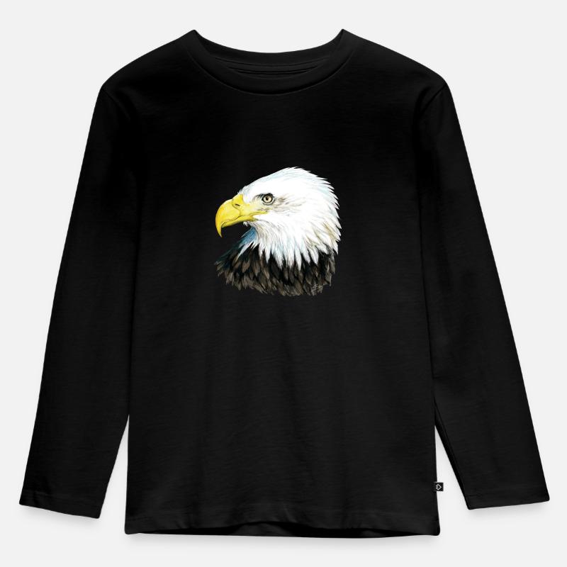 Weißkopfseeadler - Kinder Premium Bio Langarmshirt - Schwarz