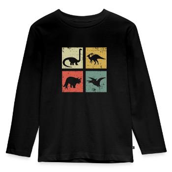 quatre dinosaures - T-shirt manches longues Premium Enfant - noir - Devant - AI Model Kid Male (0cm)