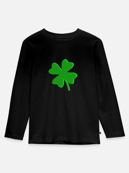 Vierblättriges Kleeblatt - Kinder Premium Bio Langarmshirt - Schwarz