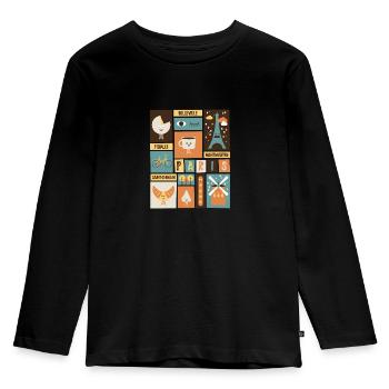 Paris - T-shirt manches longues Premium Enfant - noir - Devant - AI Model Kid Male (0cm)