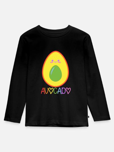 Kinder Bekleidung Avocado Geschenkidee - Kinder Premium Bio Langarmshirt - Schwarz