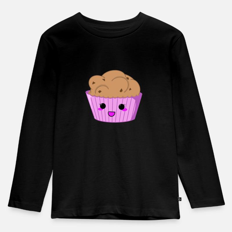 Cupcake gesicht - Kinder Premium Bio Langarmshirt - Schwarz