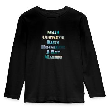 Meilleurs spots de surf dans le monde Surf Shirt Top 6 vagues - T-shirt manches longues Premium Enfant - noir - Devant - AI Model Kid Male (0cm)