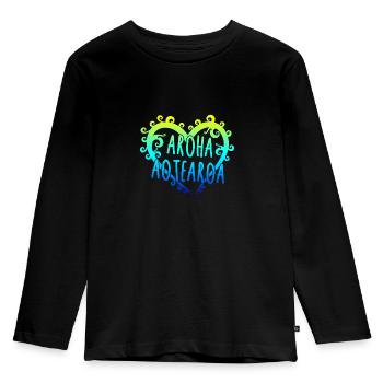 Maori Aroha Aotearoa Siver Remote Heart Gift Idea - Kids' Premium Longsleeve Shirt - black - Front - AI Model Kid Male (0cm)