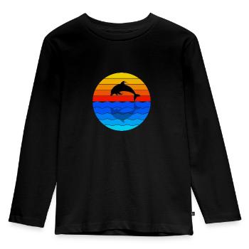 Delphin, Ich liebe Delphin - Kinder Premium Bio Langarmshirt - Schwarz - Vorne - AI Model Kid Male (0cm)