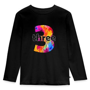 TROIS GARÇONS DE 3 ANS 3E ANNIVERSAIRE - T-shirt manches longues Premium Enfant - noir - Devant - AI Model Kid Male (0cm)
