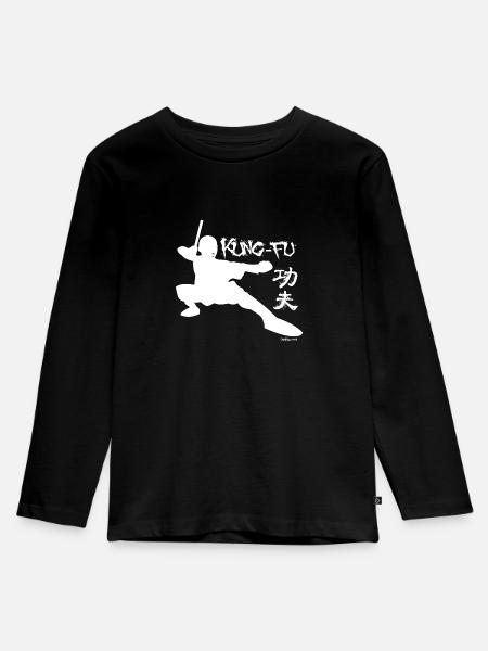 Kung Fu - Kinder Premium Bio Langarmshirt - Schwarz