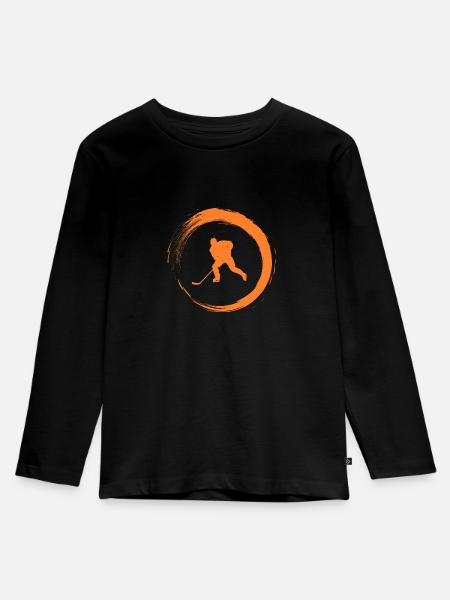 Eishockey - Kinder Premium Bio Langarmshirt - Schwarz