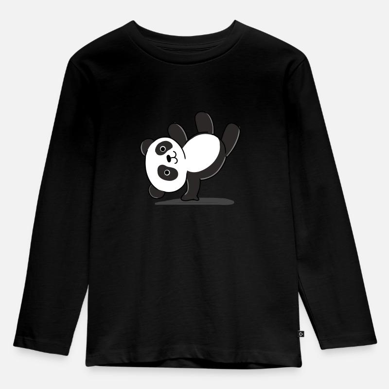 Panda Handstand - Kinder Premium Bio Langarmshirt - Schwarz