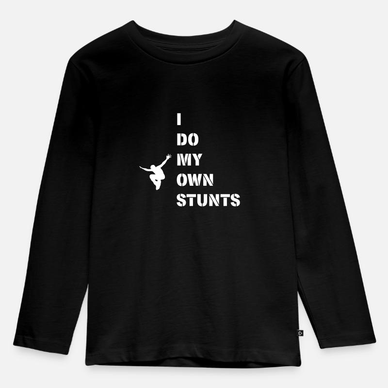 I do my own stunts, Parcour - Kinder Premium Bio Langarmshirt - Schwarz
