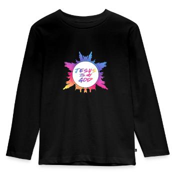 Jésus est mon dieu - T-shirt manches longues Premium Enfant - noir - Devant - AI Model Kid Male (0cm)