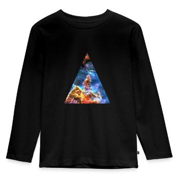 Space Nebula Cosmos Galaxy Universe Universe - Kids' Premium Longsleeve Shirt - black - Front - AI Model Kid Male (0cm)