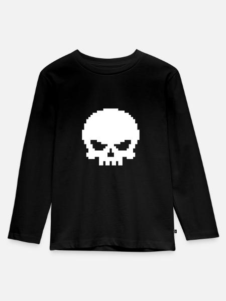 Schädel Schädelkopf - Kinder Premium Bio Langarmshirt - Schwarz