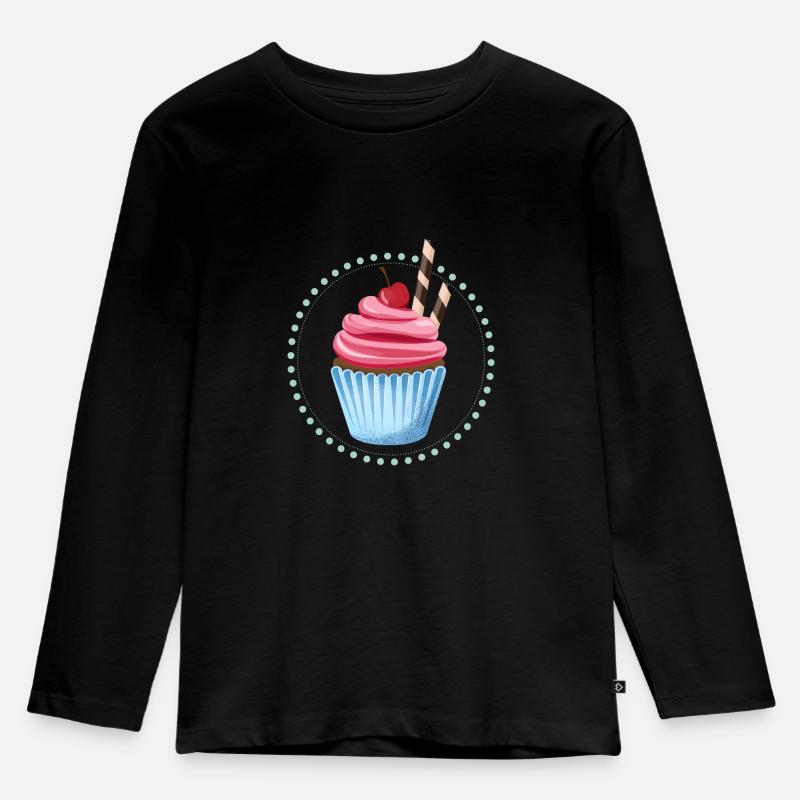 Kirsch Cupcake - Kinder Premium Bio Langarmshirt - Schwarz