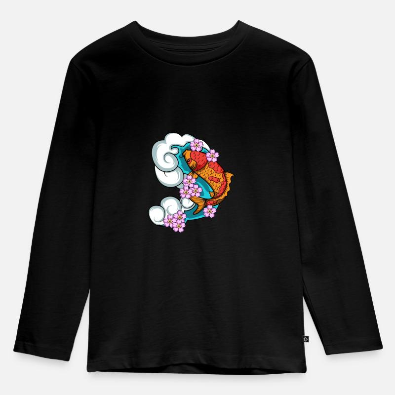 Kirschblüte Aquarist Gift - Kinder Premium Bio Langarmshirt - Schwarz