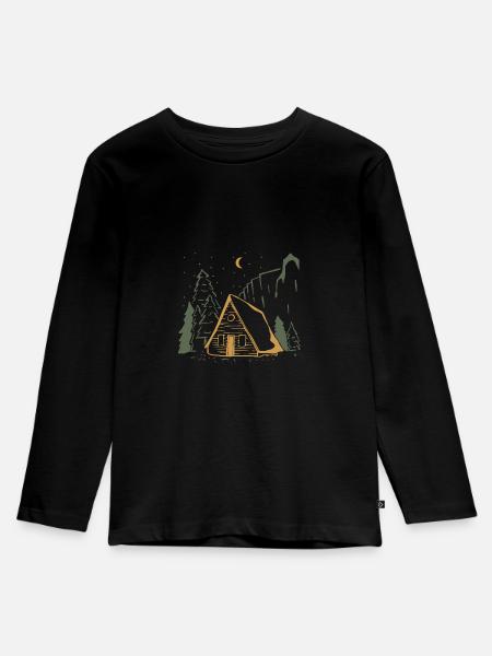 Zelten - Kinder Premium Bio Langarmshirt - Schwarz