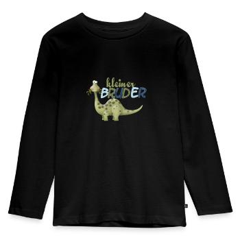 kleiner Bruder Dinosaurier - Kinder Premium Bio Langarmshirt - Schwarz - Vorne - AI Model Kid Male (0cm)