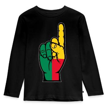Drapeau du Bénin numéro 1 - T-shirt manches longues Premium Enfant - noir - Devant - AI Model Kid Male (0cm)
