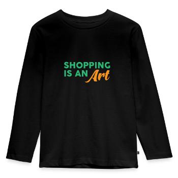 Shopping is an art - Kinder Premium Bio Langarmshirt - Schwarz - Vorne - AI Model Kid Male (0cm)