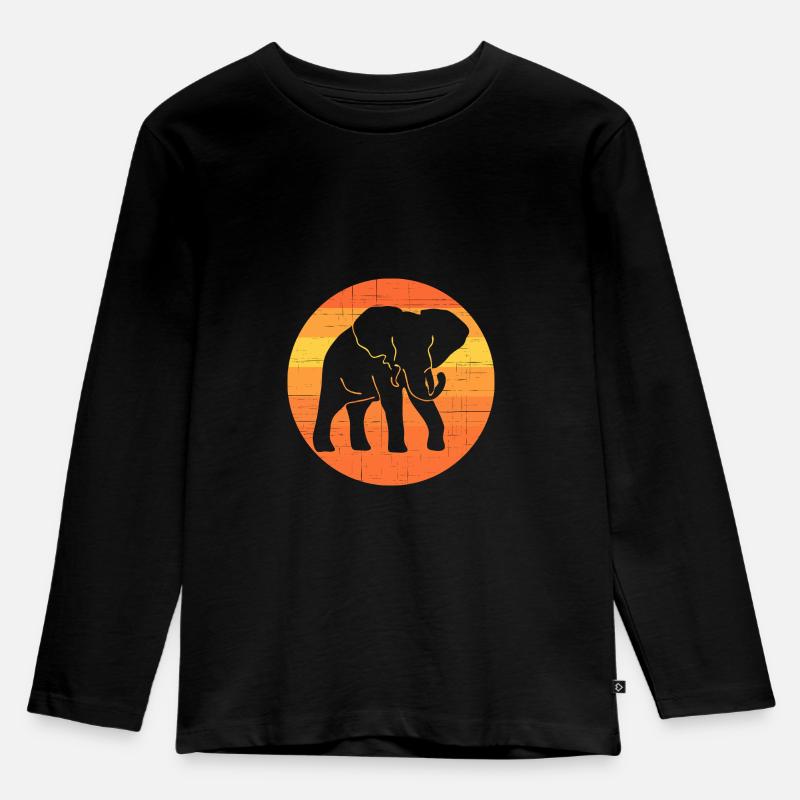 Elefant - Kinder Premium Bio Langarmshirt - Schwarz