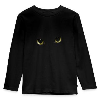 Yeux de chats - T-shirt manches longues Premium Enfant - noir - Devant - AI Model Kid Male (0cm)
