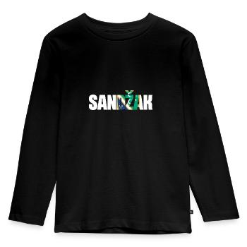 Sandzak Sandzaklija Novi Pazar Flagge Geschenk - Kinder Premium Bio Langarmshirt - Schwarz - Vorne - AI Model Kid Male (0cm)