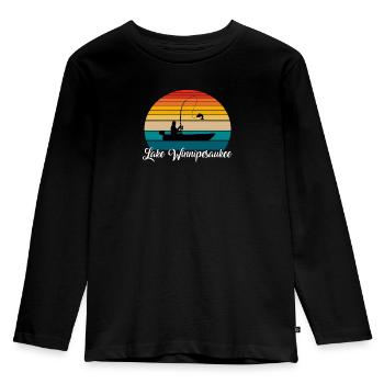 Lake Winnipesaukee Fishing Spot - Kids' Premium Longsleeve Shirt - black - Front - AI Model Kid Male (0cm)