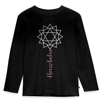 Chakra, Blume, herzchakra,Symbol - Kinder Premium Bio Langarmshirt - Schwarz - Vorne - AI Model Kid Male (0cm)