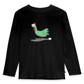 Huhn - Kinder Premium Bio Langarmshirt - Schwarz - Vorne - AI Model Kid Male (0cm)