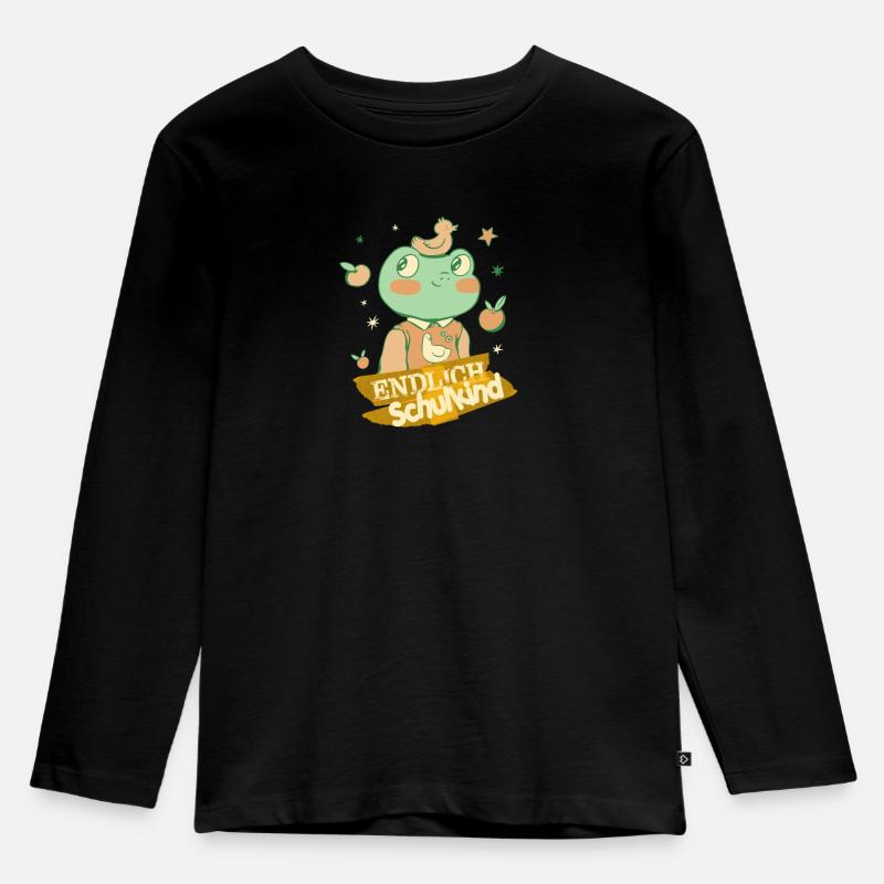 Endlich Schulkind, Einschulung - Kinder Premium Bio Langarmshirt - Schwarz
