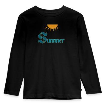 Summer - Kinder Premium Bio Langarmshirt - Schwarz - Vorne - AI Model Kid Male (0cm)